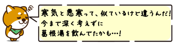 寒気と悪寒って、似ているけど違うんだ！今まで深く考えずに葛根湯を飲んでたかも…！