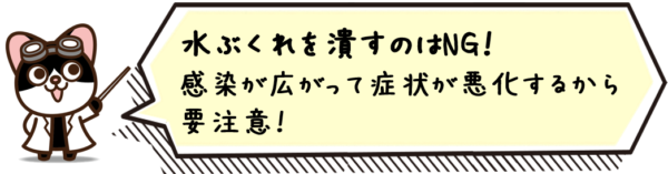 水ぶくれを潰すのはNG！感染が広がって症状が悪化するから要注意！