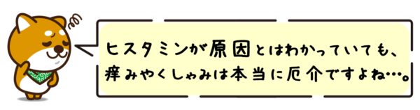 ヒスタミンが原因とはわかっていても、痒みやくしゃみは本当に厄介ですよね…。