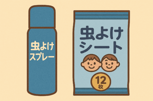 例：虫よけスプレー、虫よけシート（ウェットティッシュ型）