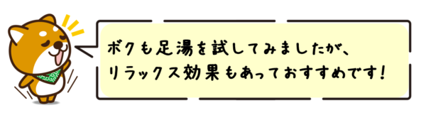 ボクも足湯を試してみましたが、リラックス効果もあっておすすめです！