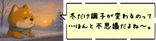 冬だけ調子が変わるのって…ほんと不思議だよね〜。
