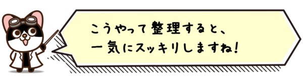 こうやって整理すると、一気にスッキリしますね!