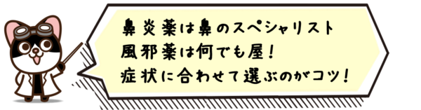 鼻炎薬は鼻のスペシャリスト、風邪薬は何でも屋！症状に合わせて選ぶのがコツ！