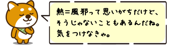 熱＝風邪って思いがちだけど、そうじゃないこともあるんだね。気をつけなきゃ！