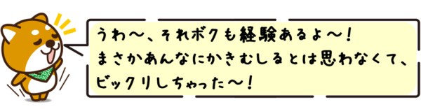 うわ〜、それボクも経験あるよ〜！まさかあんなにかきむしるとは思わなくて、ビックリしちゃった〜！