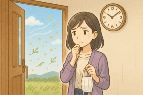 ① 朝8〜10時の外出は控える