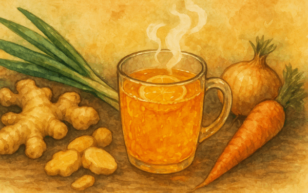しょうが、ねぎ、根菜類、あたたかい飲み物