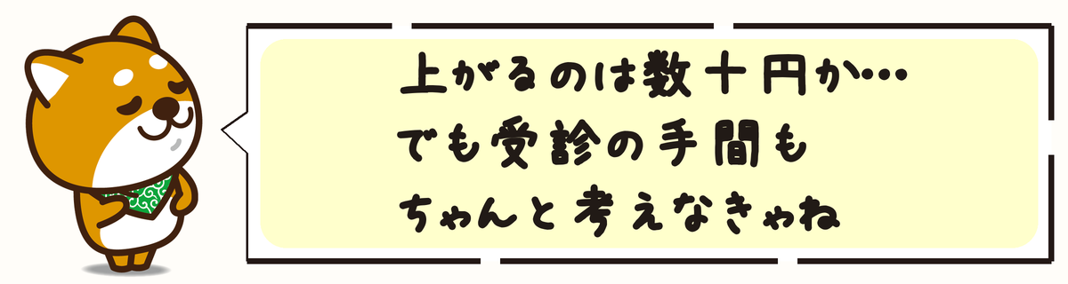 上がるのは数十円か…でも受診の手間もちゃんと考えなきゃね