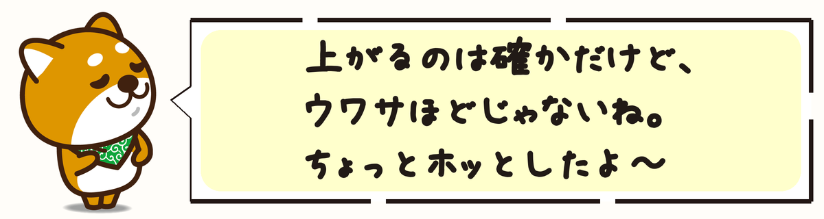 上がるのは確かだけど、ウワサほどじゃないね。ちょっとホッとしたよ〜